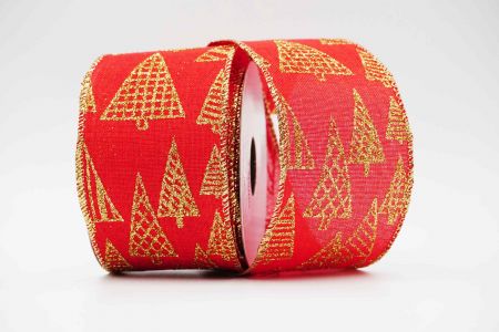 Christmas Trees Wired Ribbon_KF6668G-7_Red